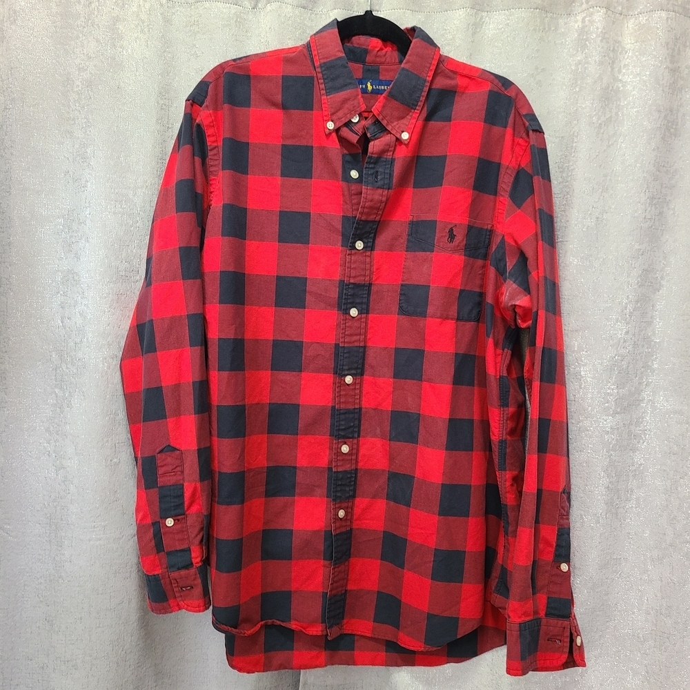 Ralph Lauren Red and Black Plaid Shirt Mens XL